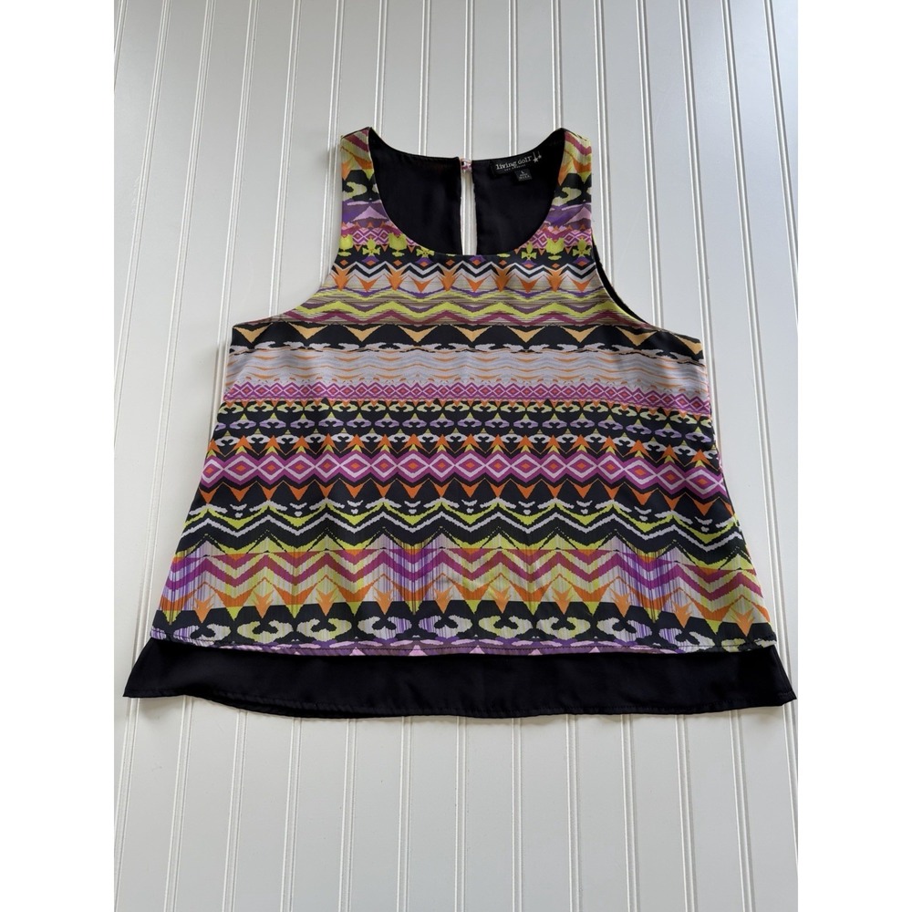 Living Doll‎ Sleeveless Tank Top Geometric Chevron Pattern Women's Size L USA
